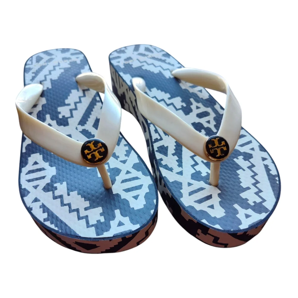 Tory Burch Womens Printed Platform Flip-flops
